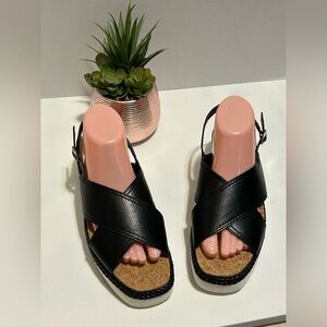 Black Leather Women's Sandals